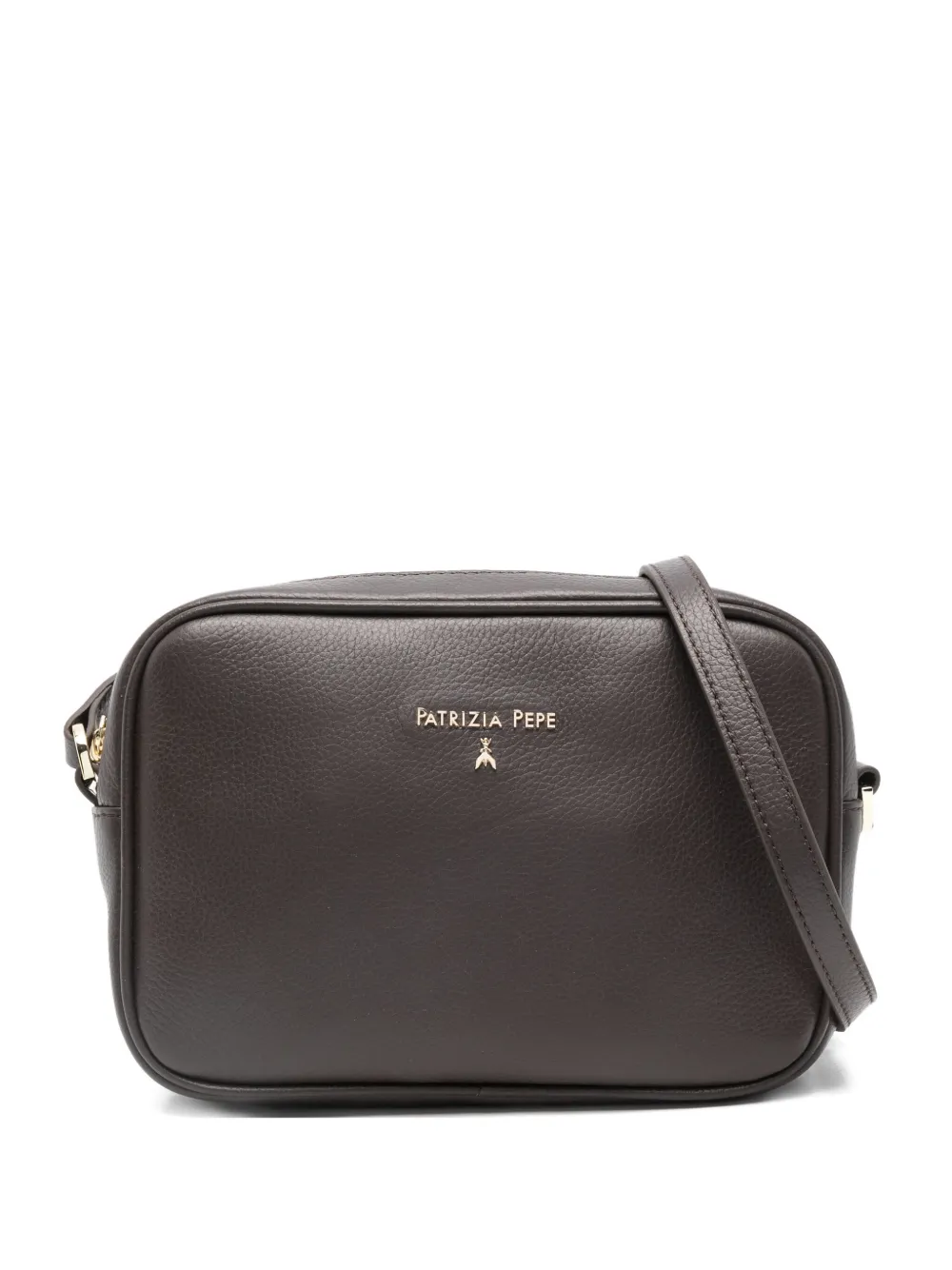 Patrizia Pepe Zipped Leather Cross Body Bag In Black