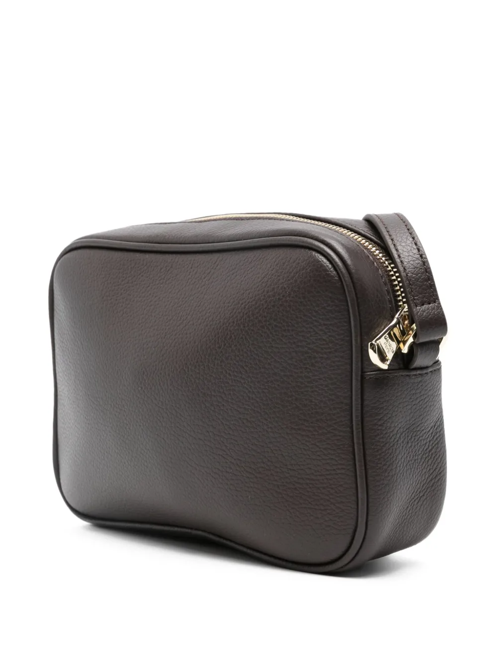 Patrizia Pepe Leren crossbodytas met rits B856 DEEP CHOCOLATE