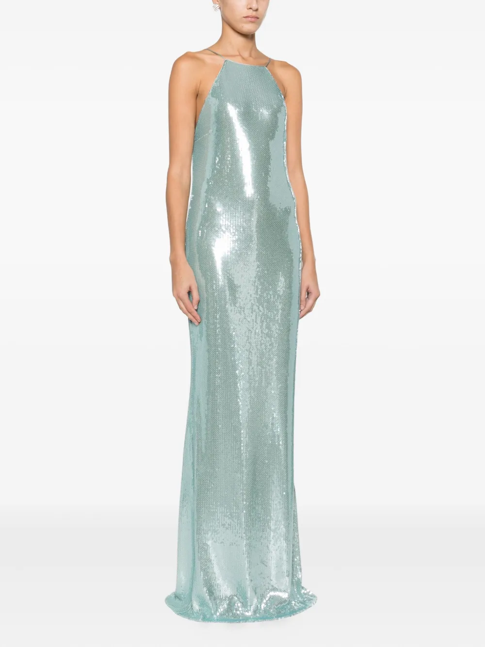 Patrizia Pepe Sequinned Spaghetti-strap Dress In Blue