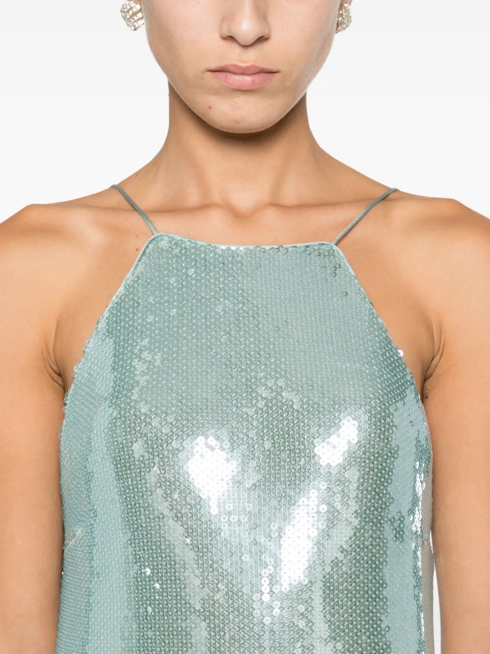 Patrizia Pepe Sequinned Spaghetti-strap Dress In Blue