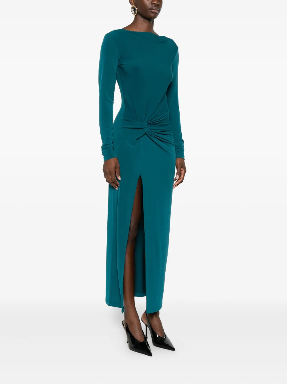 Patrizia Pepe knot-detail slit dress - Blauw