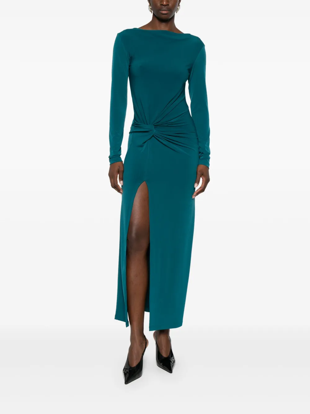 Knot-Detail Slit Dress