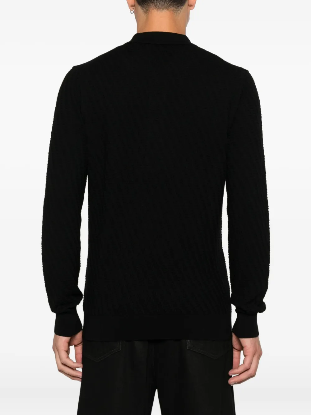 Paolo Pecora Jacquard Polo Shirt In Black