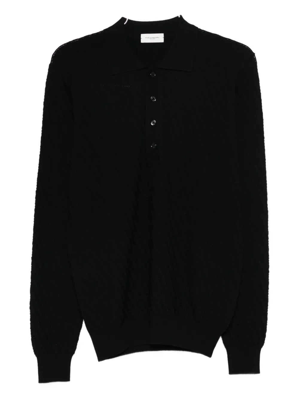 Paolo Pecora Jacquard Polo Shirt In Black