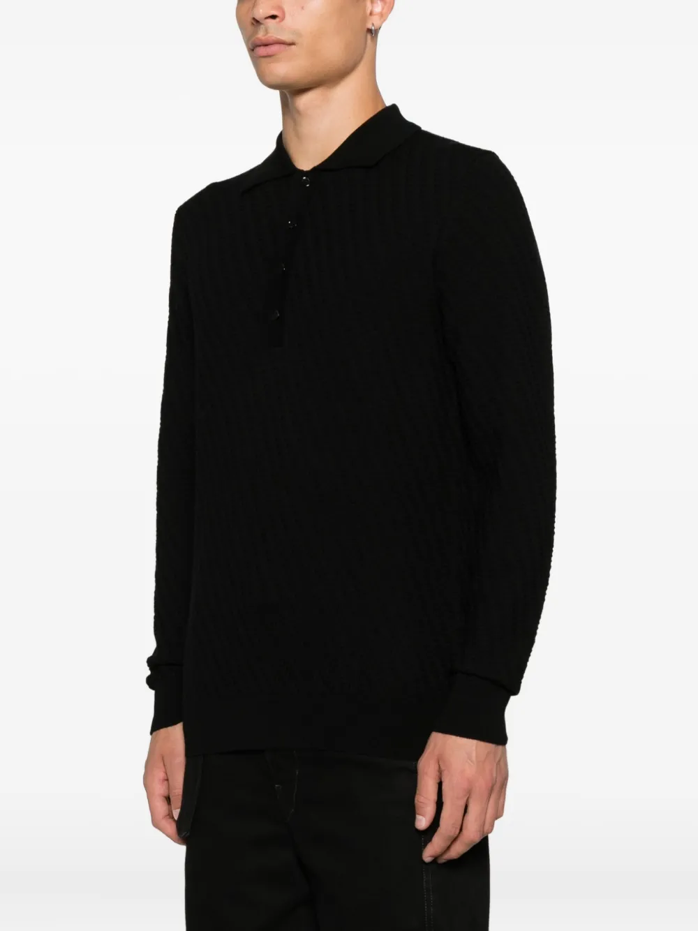 Paolo Pecora Jacquard Polo Shirt In Black