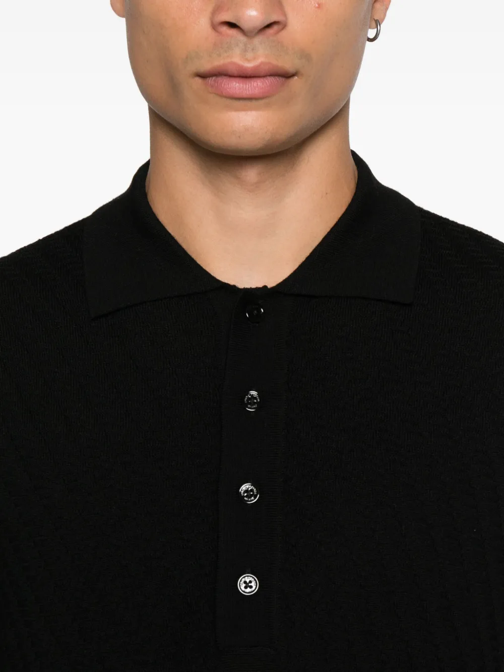Paolo Pecora Jacquard Polo Shirt In Black