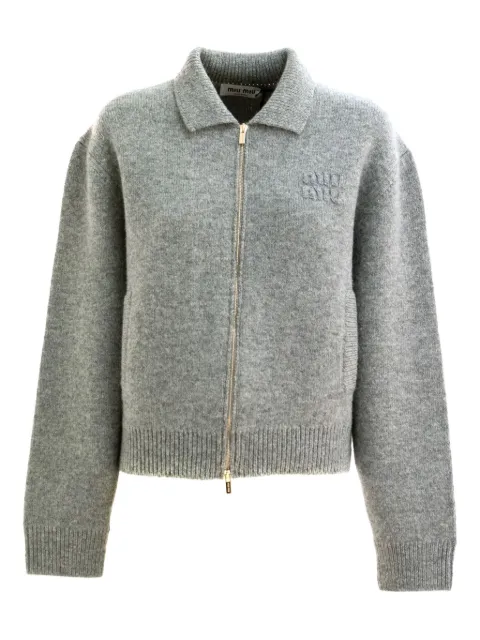 Miu Miu zip-up embroidered cardigan