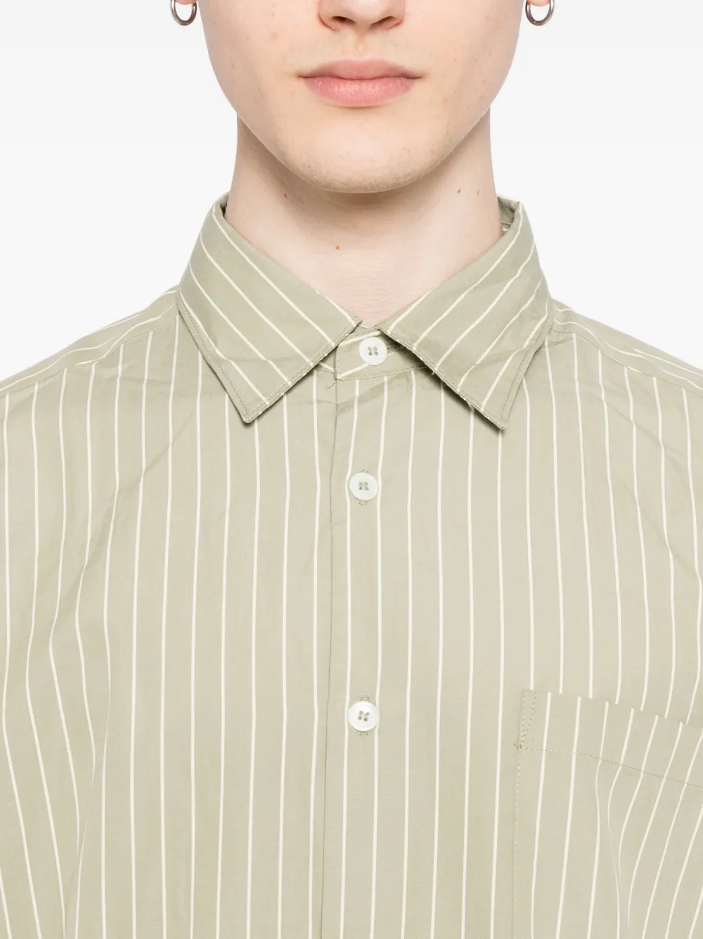 A.P.C. ストライプ ポケット シャツ | グリーン | FARFETCH JP