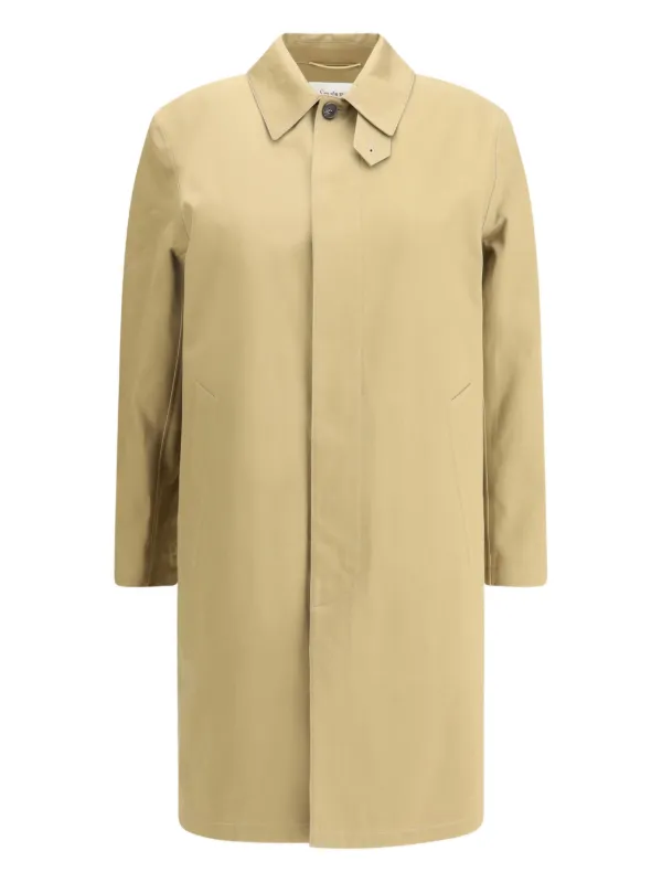 Saint Laurent Clasp Button Gabardine Coat in Neutrals