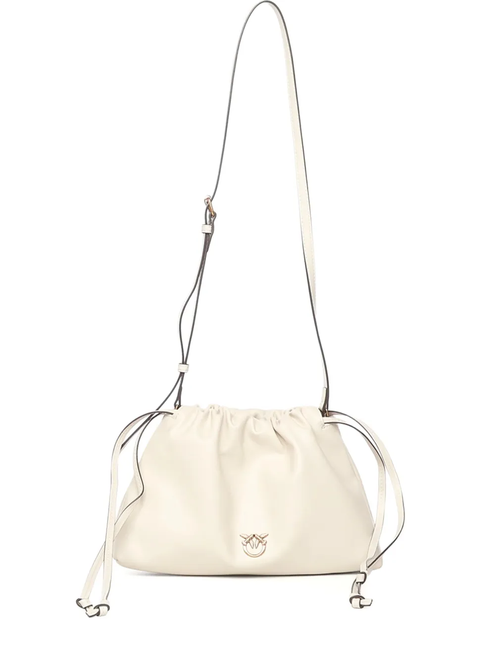 Pinko Drawstring Logo Shoulder Bag In White