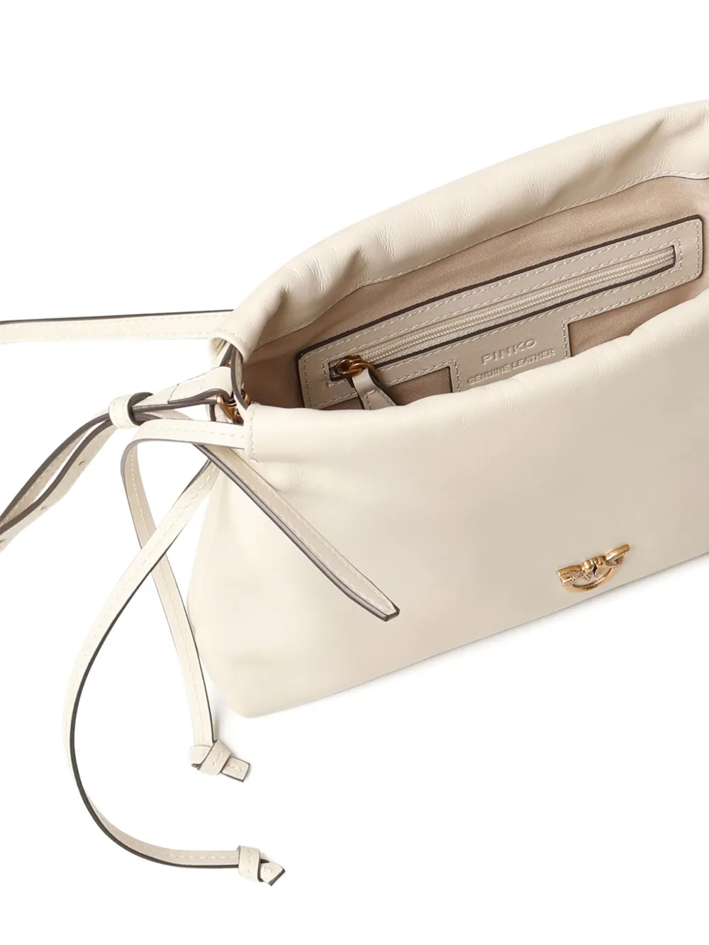 Pinko Drawstring Logo Shoulder Bag In White