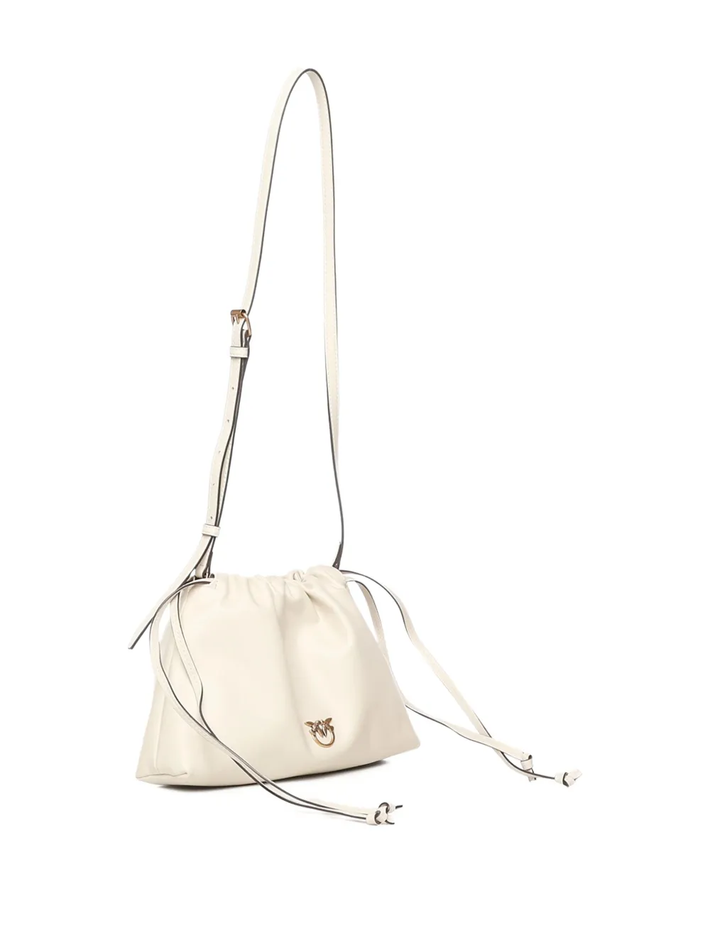 Pinko Drawstring Logo Shoulder Bag In White