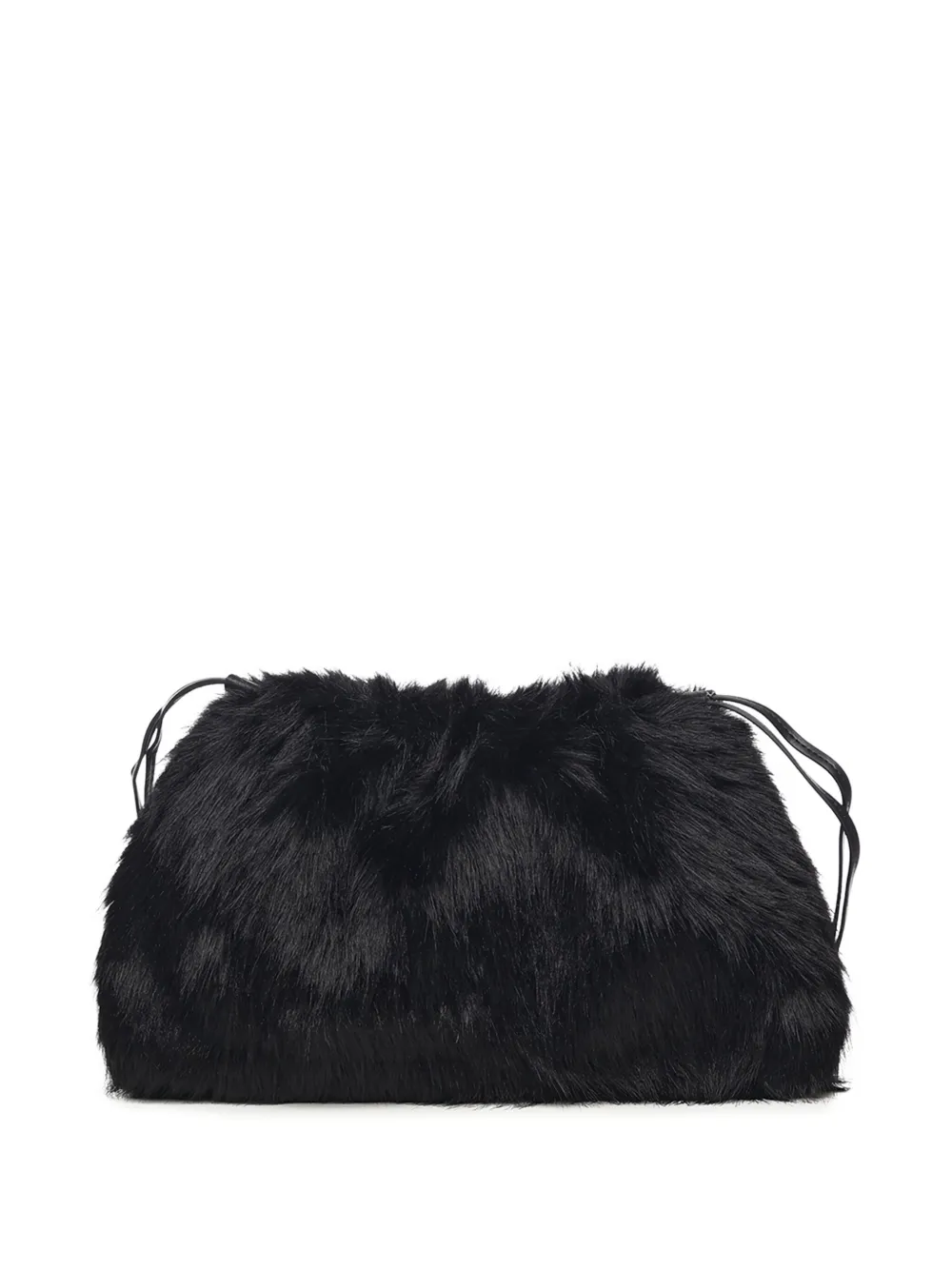 PINKO faux-fur logo-plaque clutch bag - Zwart