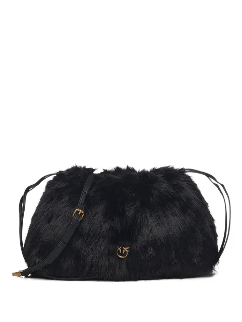 PINKO faux-fur logo-plaque clutch bag