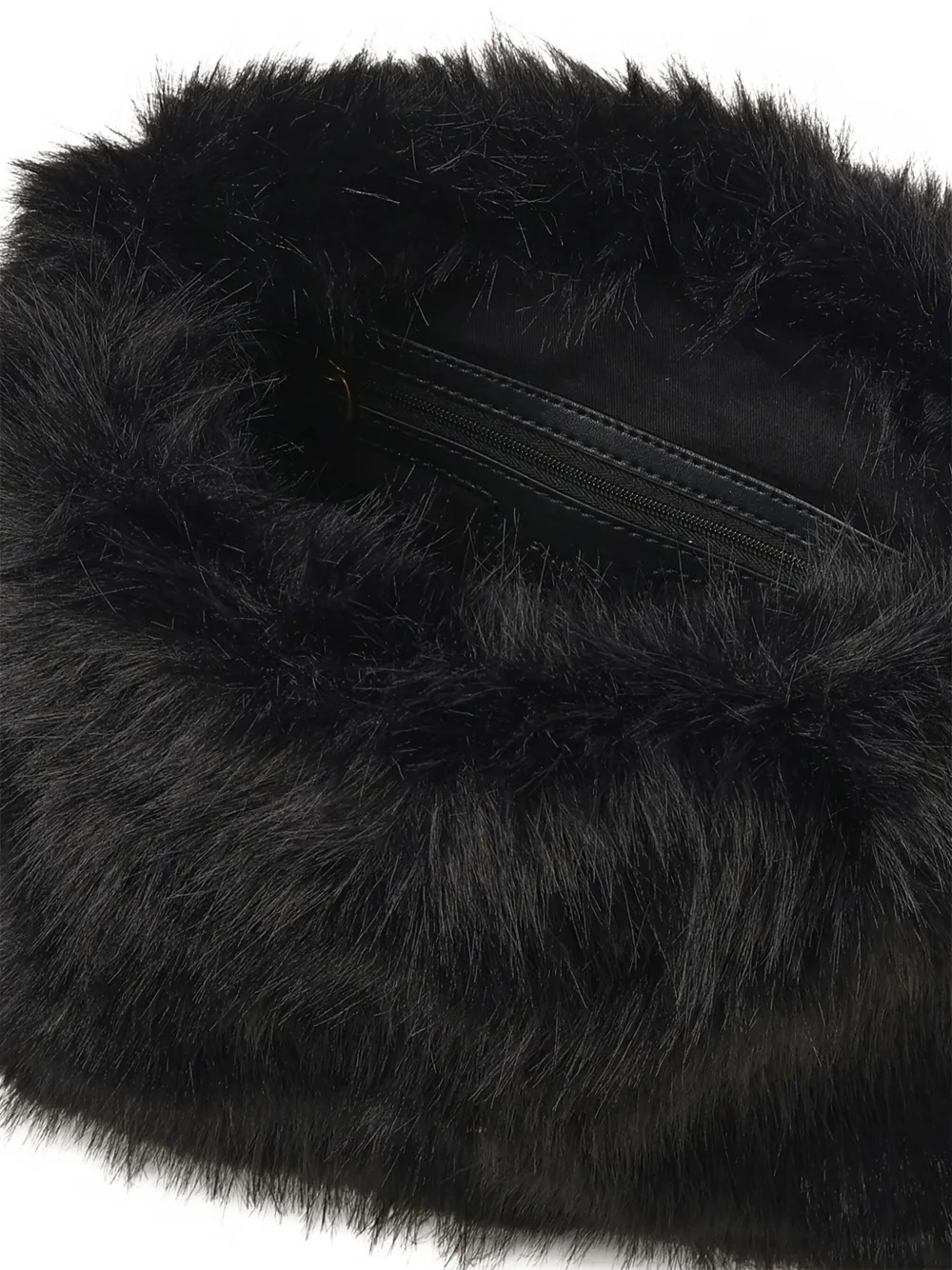 Pinko Faux-fur Logo-plaque Clutch Bag In Black