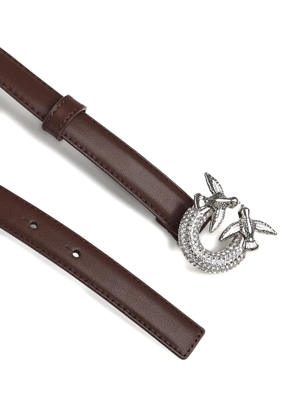 Pinko Love Birds Buckle-embellished Belt In Brown