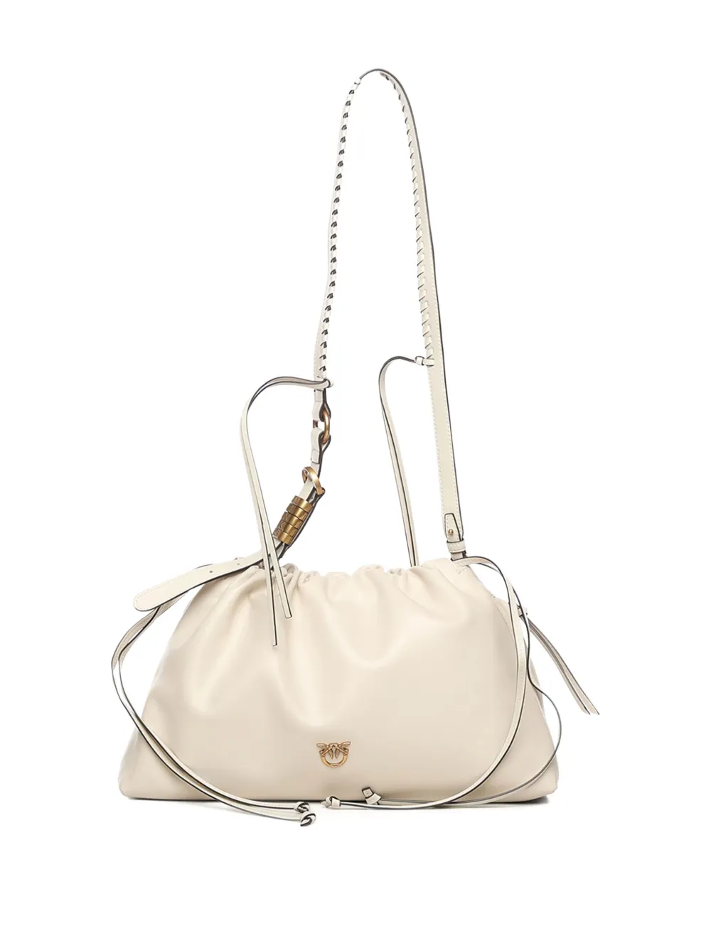 PINKO large drawstring logo clutch bag - Beige