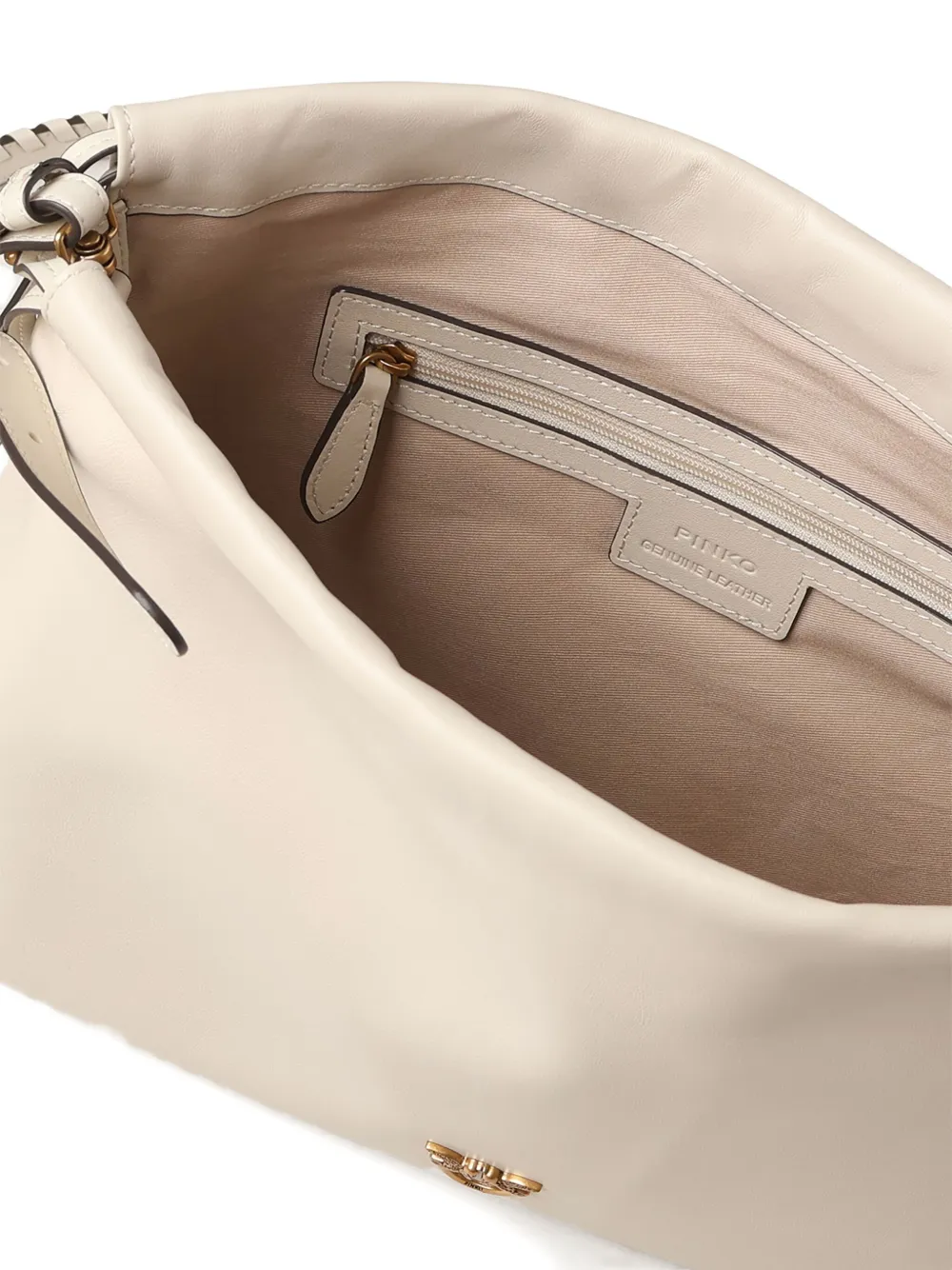 Pinko Large Drawstring Logo Clutch Bag In Neutral