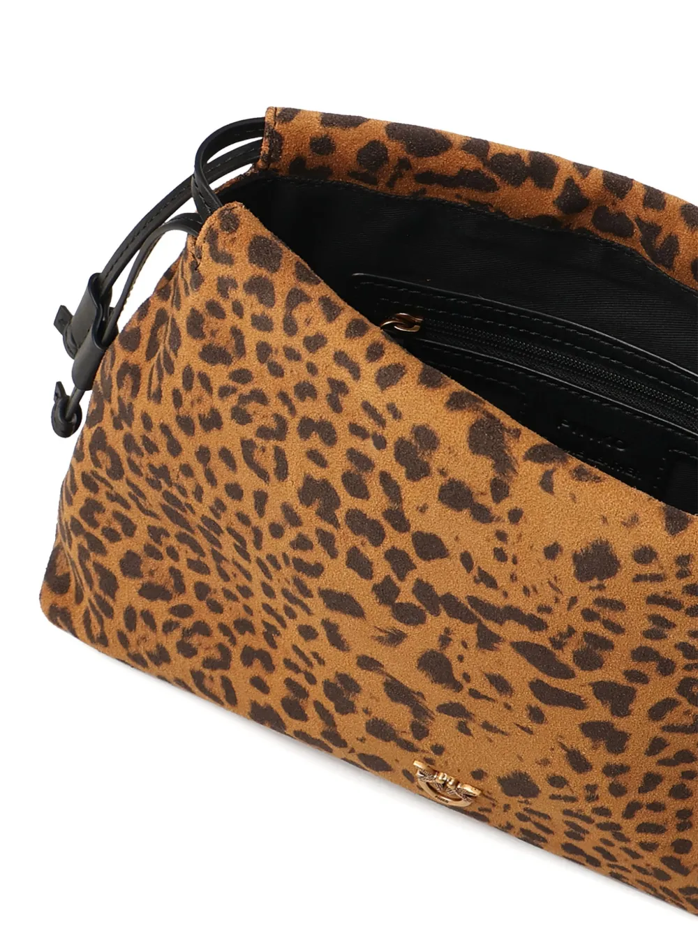 Pinko Small Leopard Print Clutch Bag In Brown