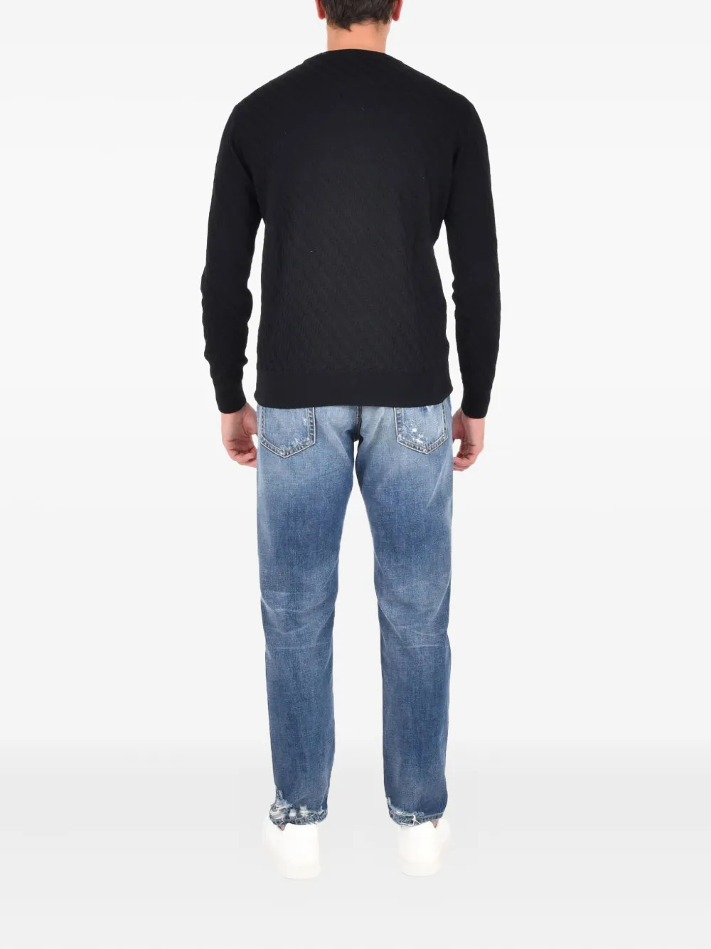 Low Brand Wollen trui met ronde hals Zwart