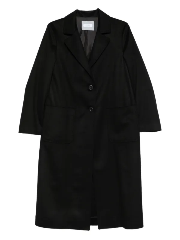 Barba Notch-collar Single-breasted Coat in Black