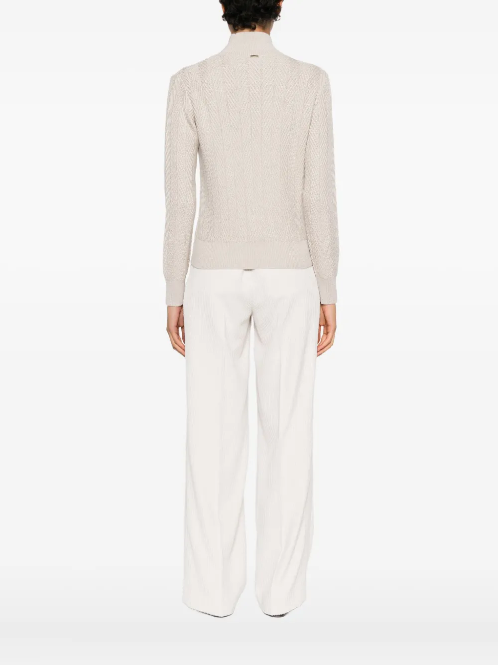Herno High-neck Textured Sweater In Neutral