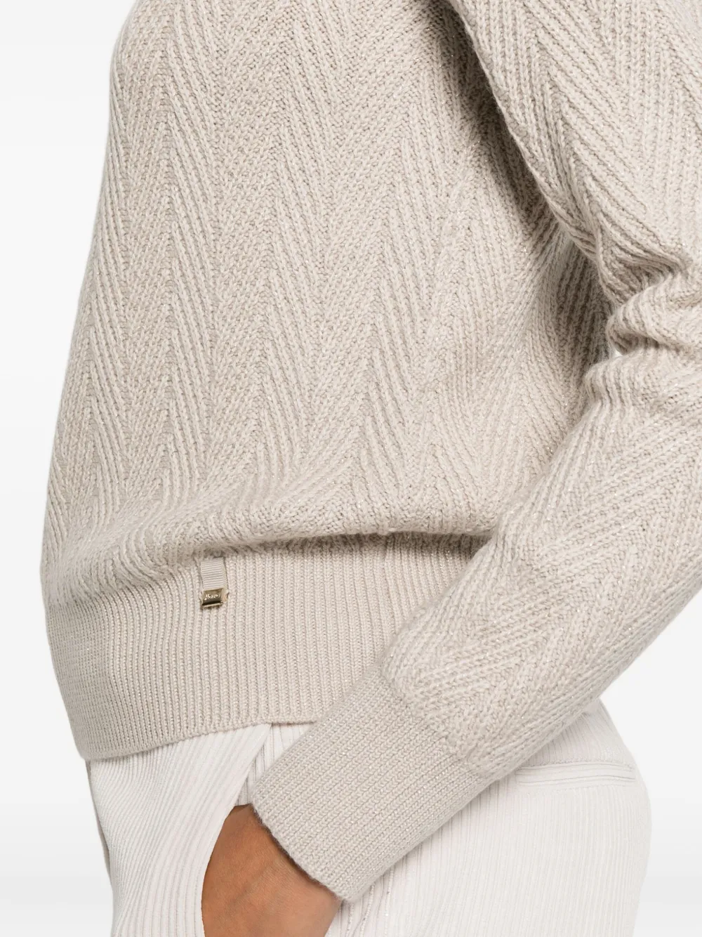 Herno High-neck Textured Sweater In Neutral