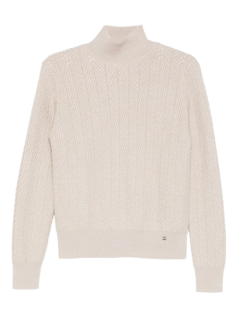 Herno High-neck Textured Sweater In Neutral