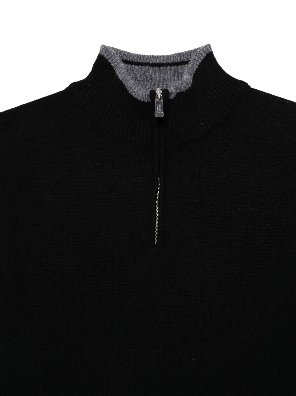 Fedeli Sweater met halve rits Zwart