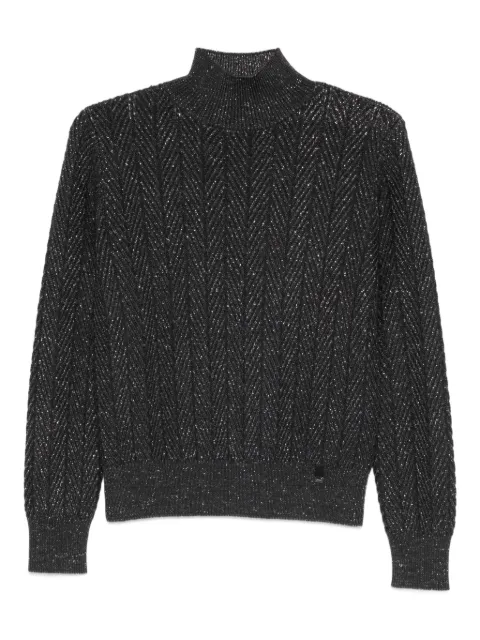 Herno herringbone high-neck knitwear