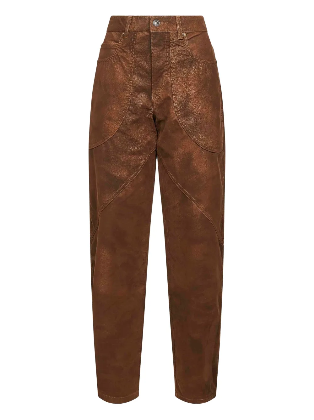Isabel Marant Étoile Tobacco Vintage Faux Leather Kelvina Trousers In Brown