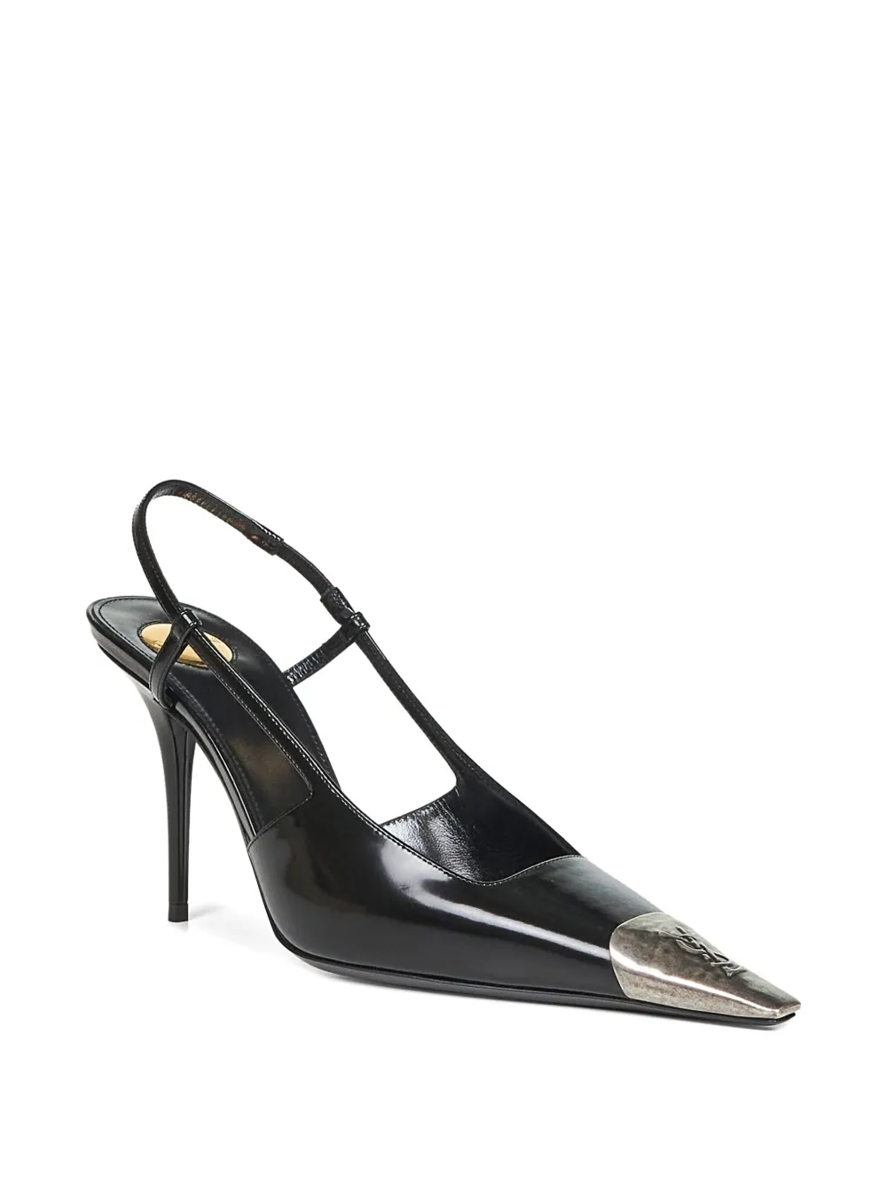 Saint Laurent 90mm Jeanne Metal Cap Toe Pumps In Black