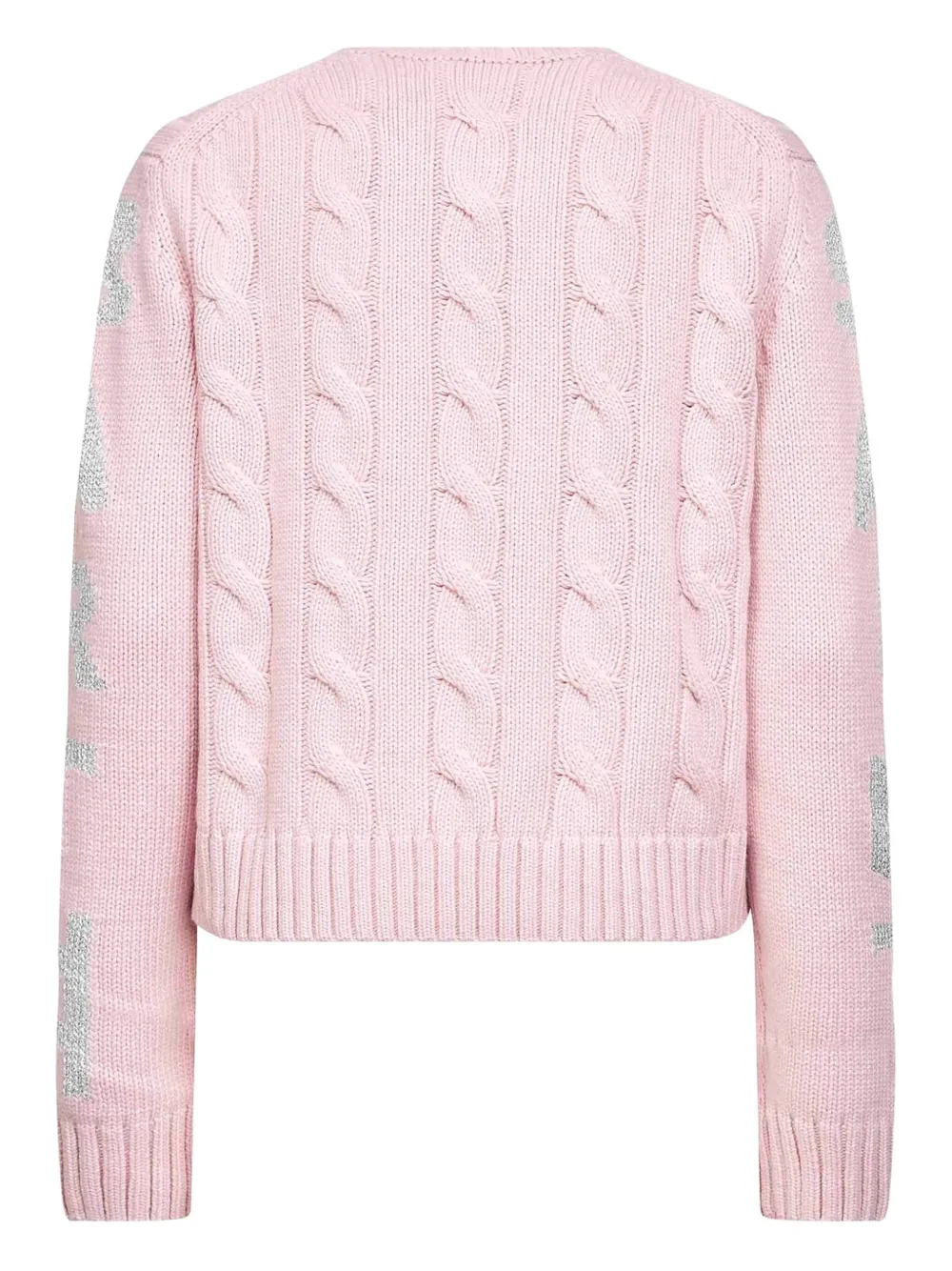 Mc2 Saint Barth Long-sleeve Cable-knit Sweater In Pink