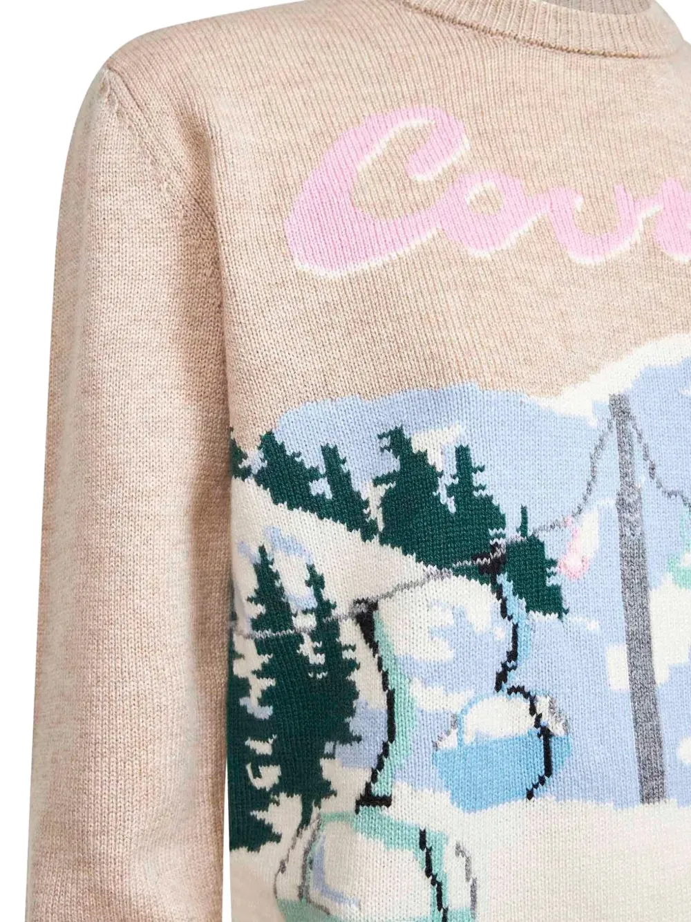 Mc2 Saint Barth Beige Jacquard Postcard New Queen Sweater In Multi