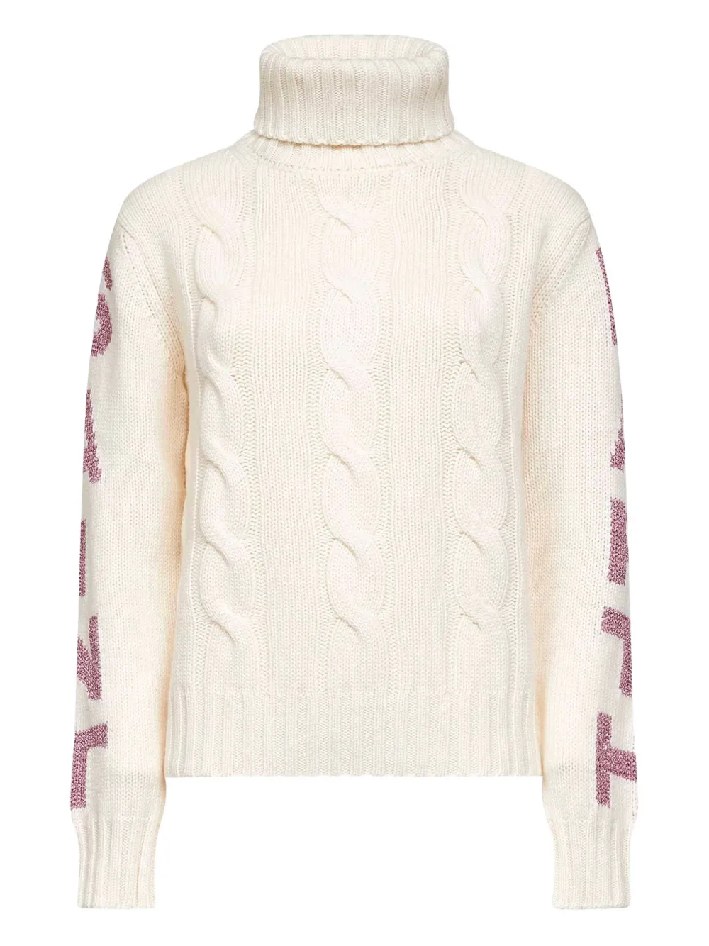 Mc2 Saint Barth Ivory Adler Turtleneck Sweater With Lurex Embroidery In White