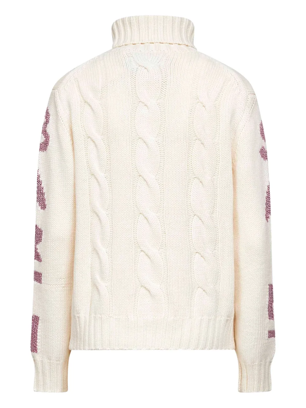 Mc2 Saint Barth Ivory Adler Turtleneck Sweater With Lurex Embroidery In White