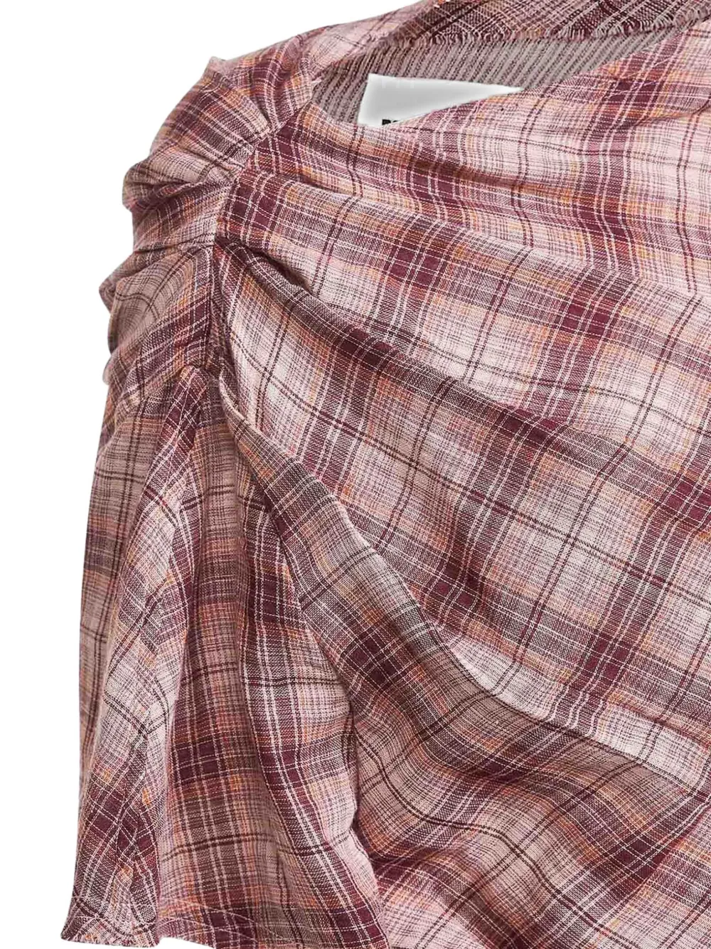 Isabel Marant Étoile Rosewood Checkered Cotton Neyela Asymmetric Top In Brown