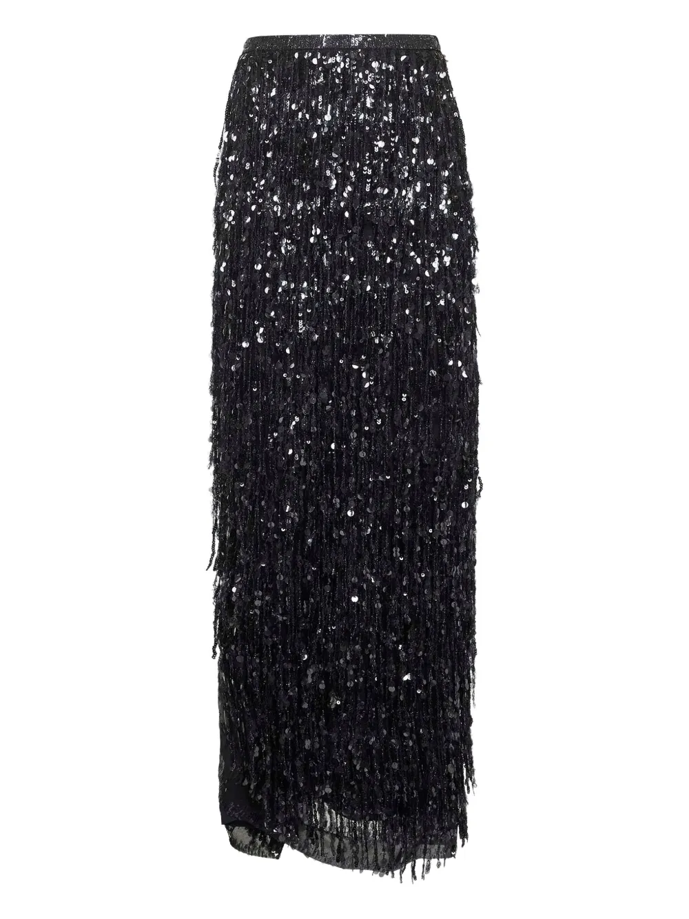 Brunello Cucinelli Black Crispy Silk Column Couture Skirt In Black