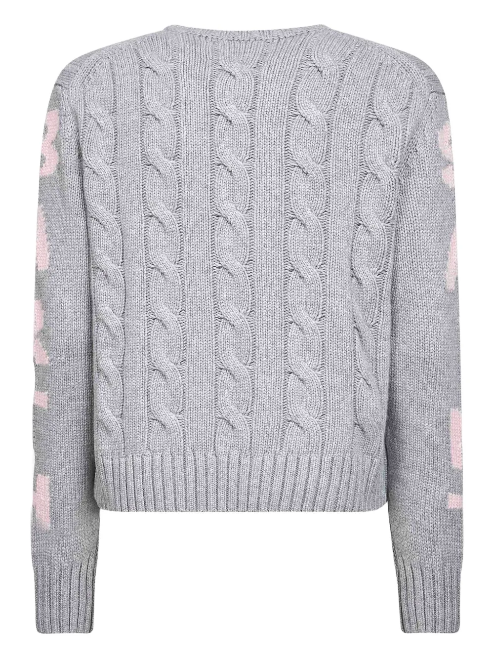 Mc2 Saint Barth Cable-knit Jacquard Lettering Sweater In Gray
