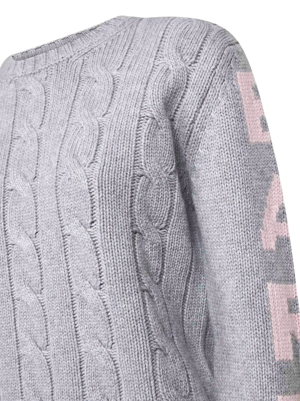 Mc2 Saint Barth Cable-knit Jacquard Lettering Sweater In Gray
