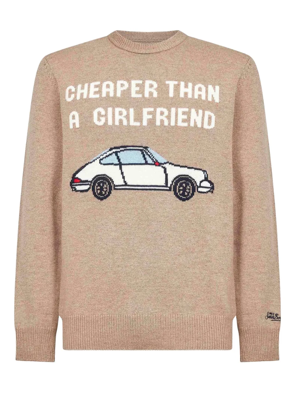 Mc2 Saint Barth Beige Heron Embroidered Sweater In Neutral