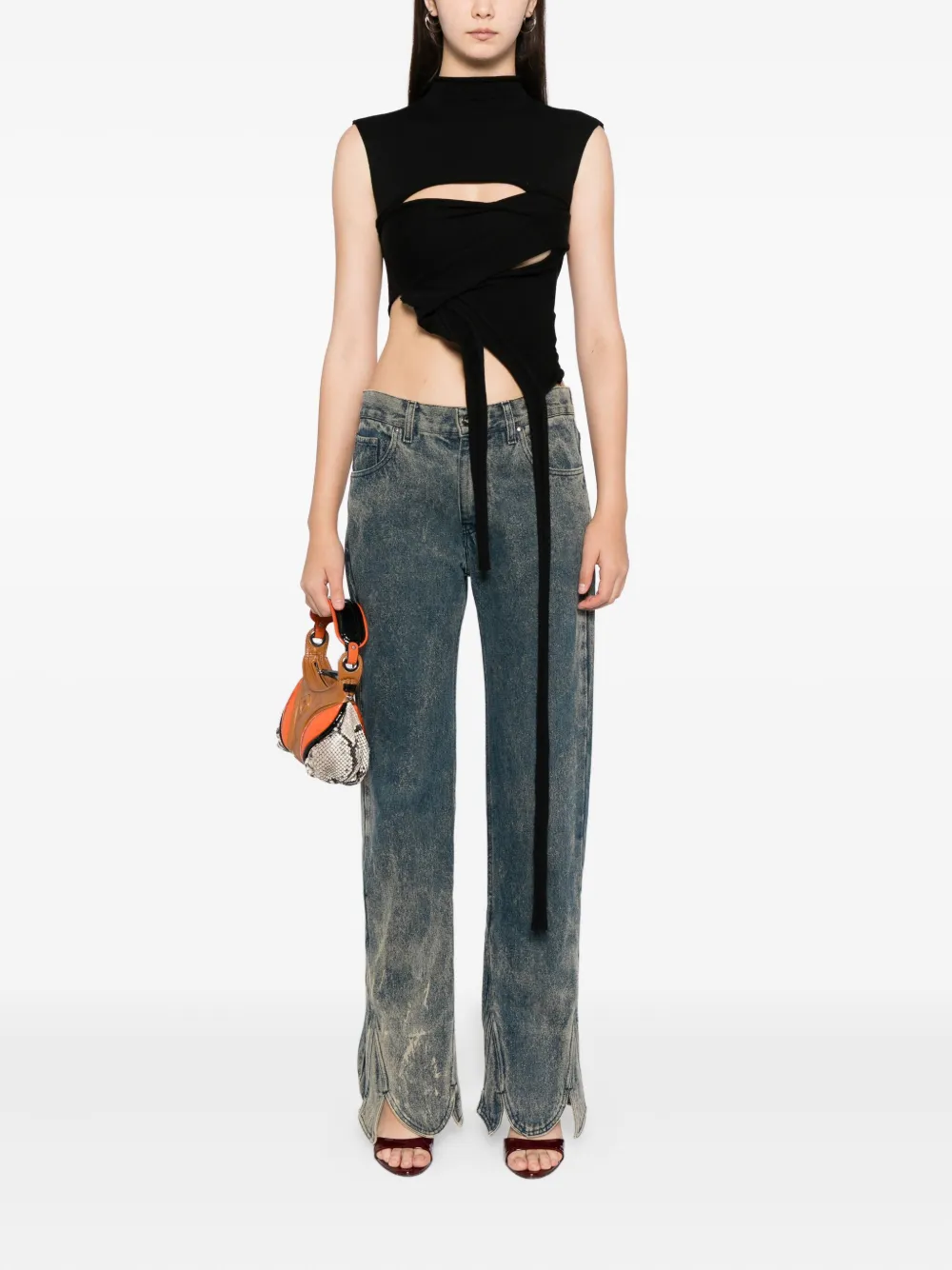 Ottolinger Gebreide top met uitgesneden details Zwart