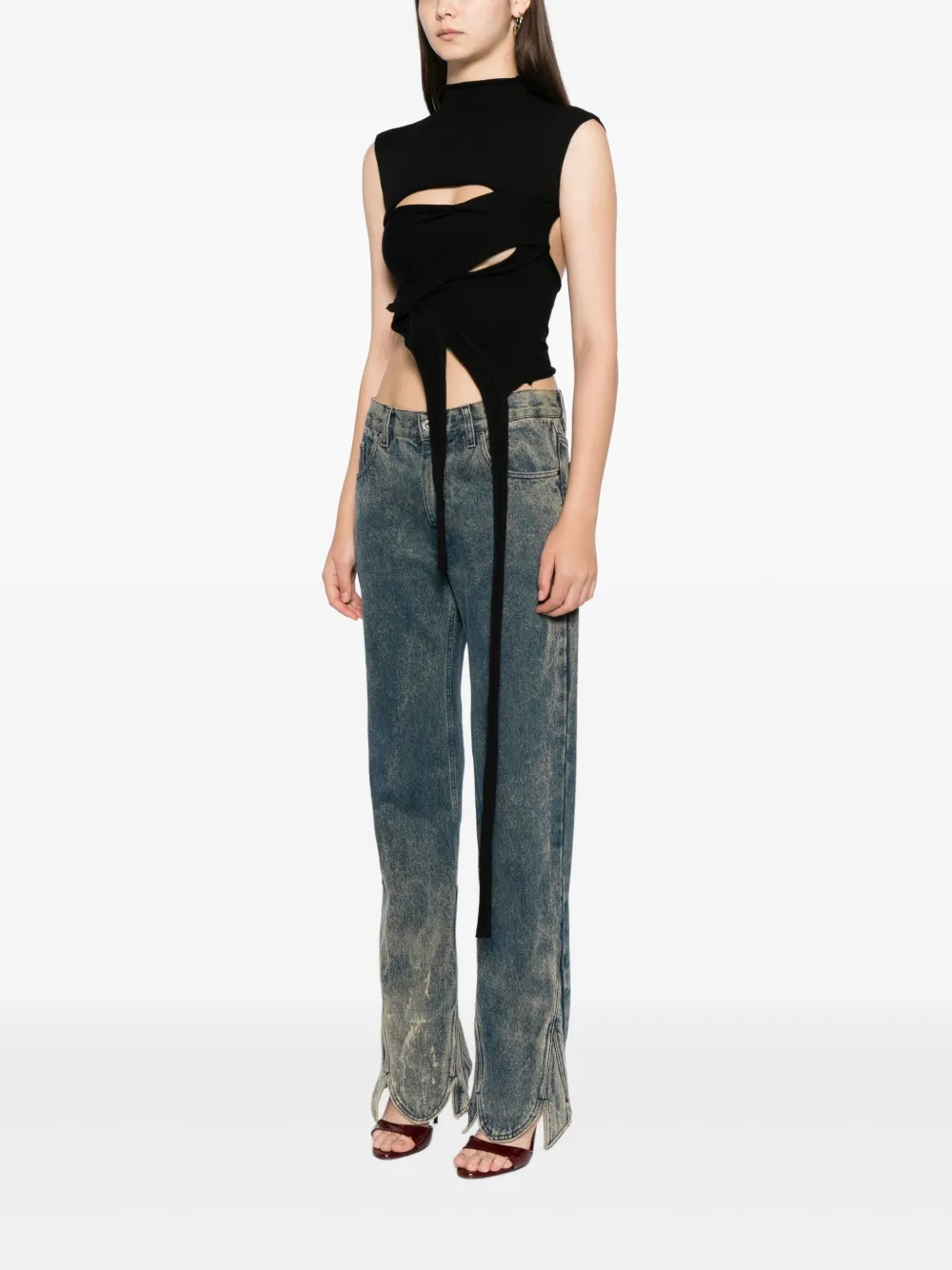 Ottolinger Gebreide top met uitgesneden details Zwart