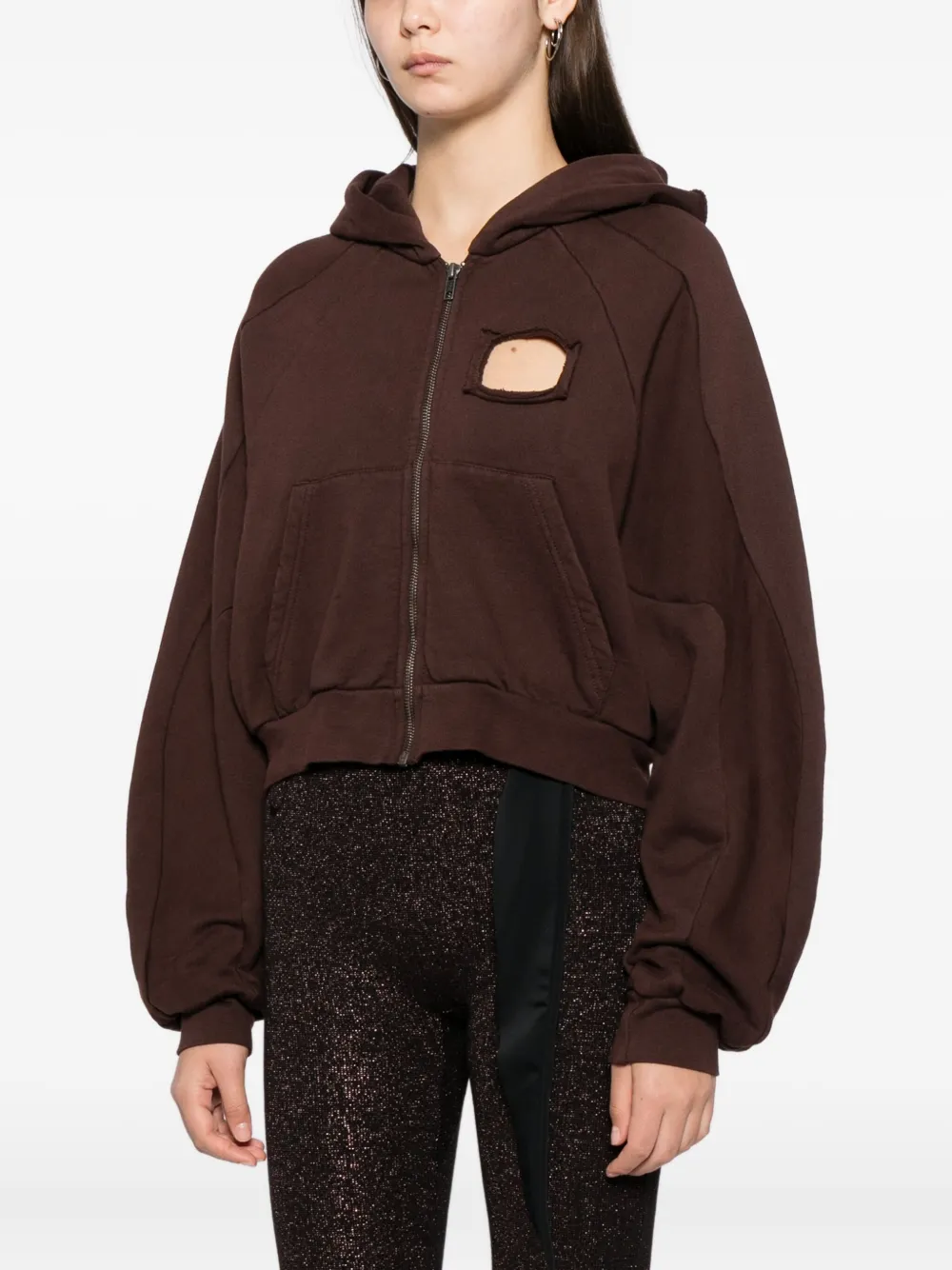 Ottolinger Gerafelde hoodie Bruin