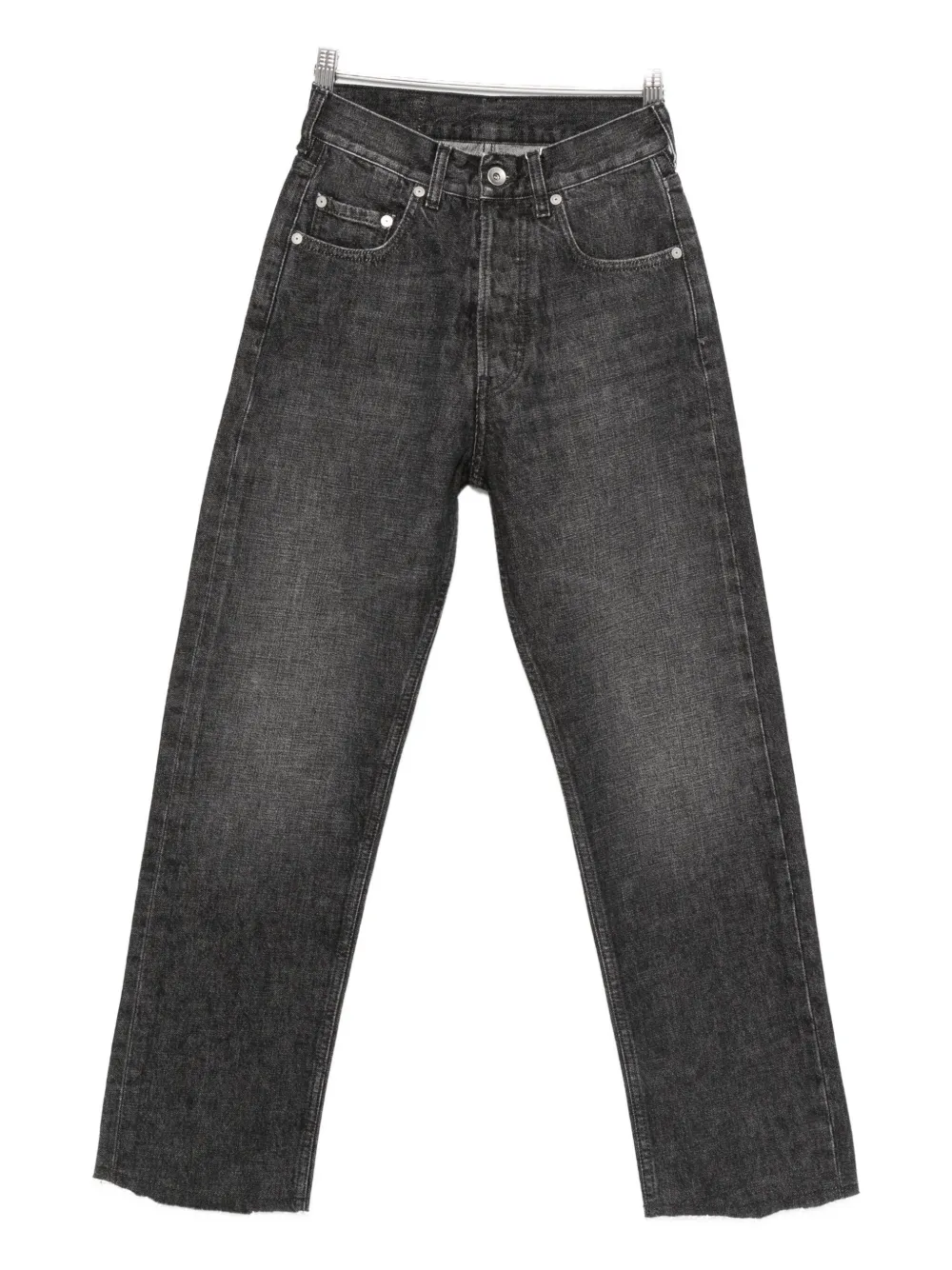 Maison Margiela Frayed Straight-leg Jeans In Black