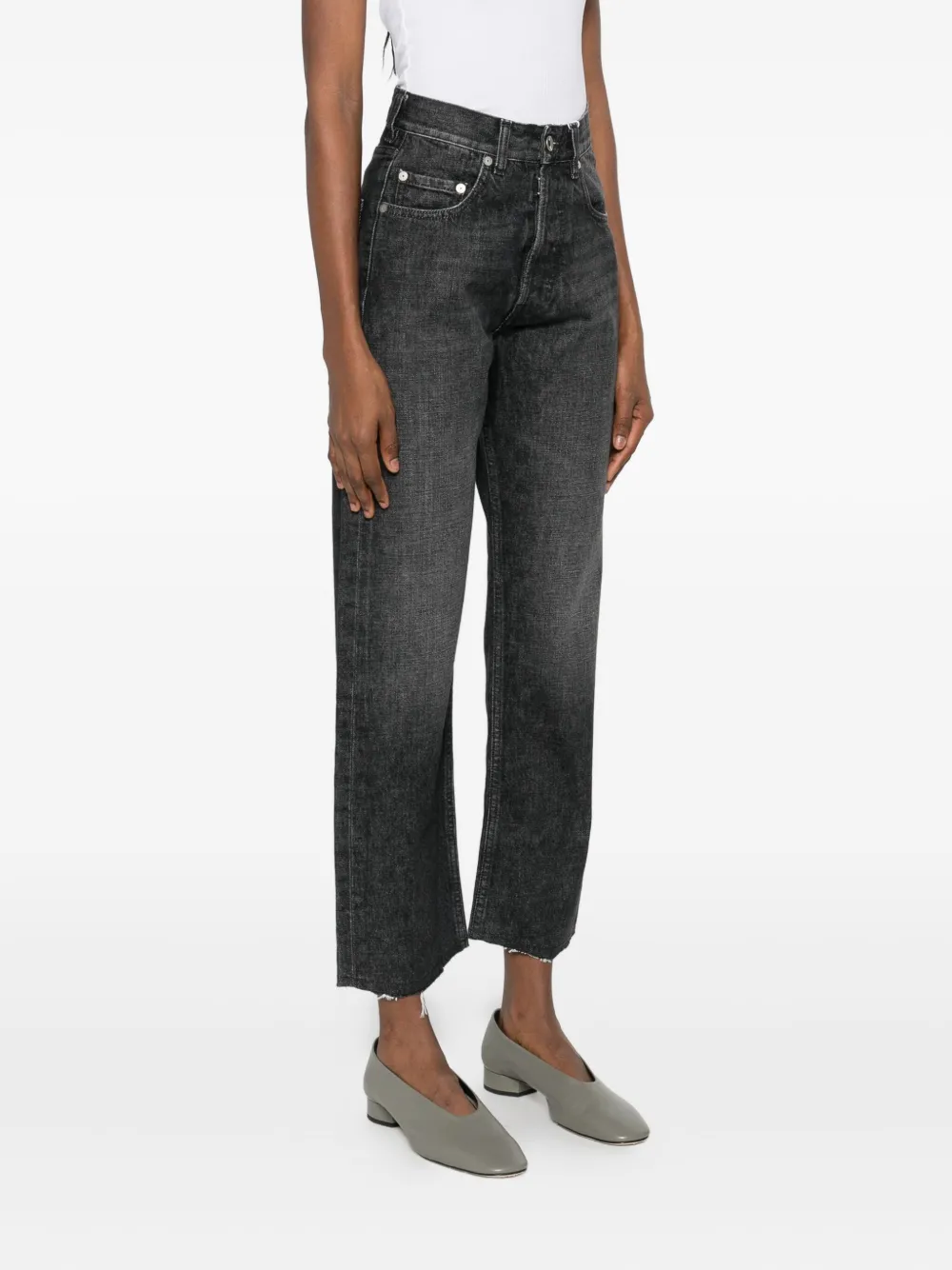 Maison Margiela Frayed Straight-leg Jeans In Black