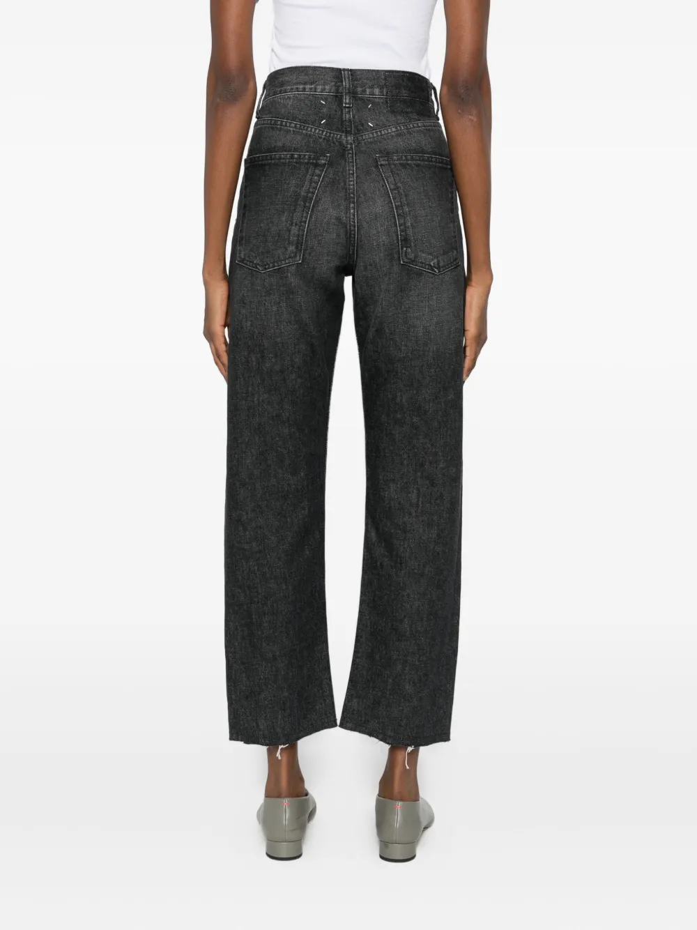 Maison Margiela Frayed Straight-leg Jeans In Black