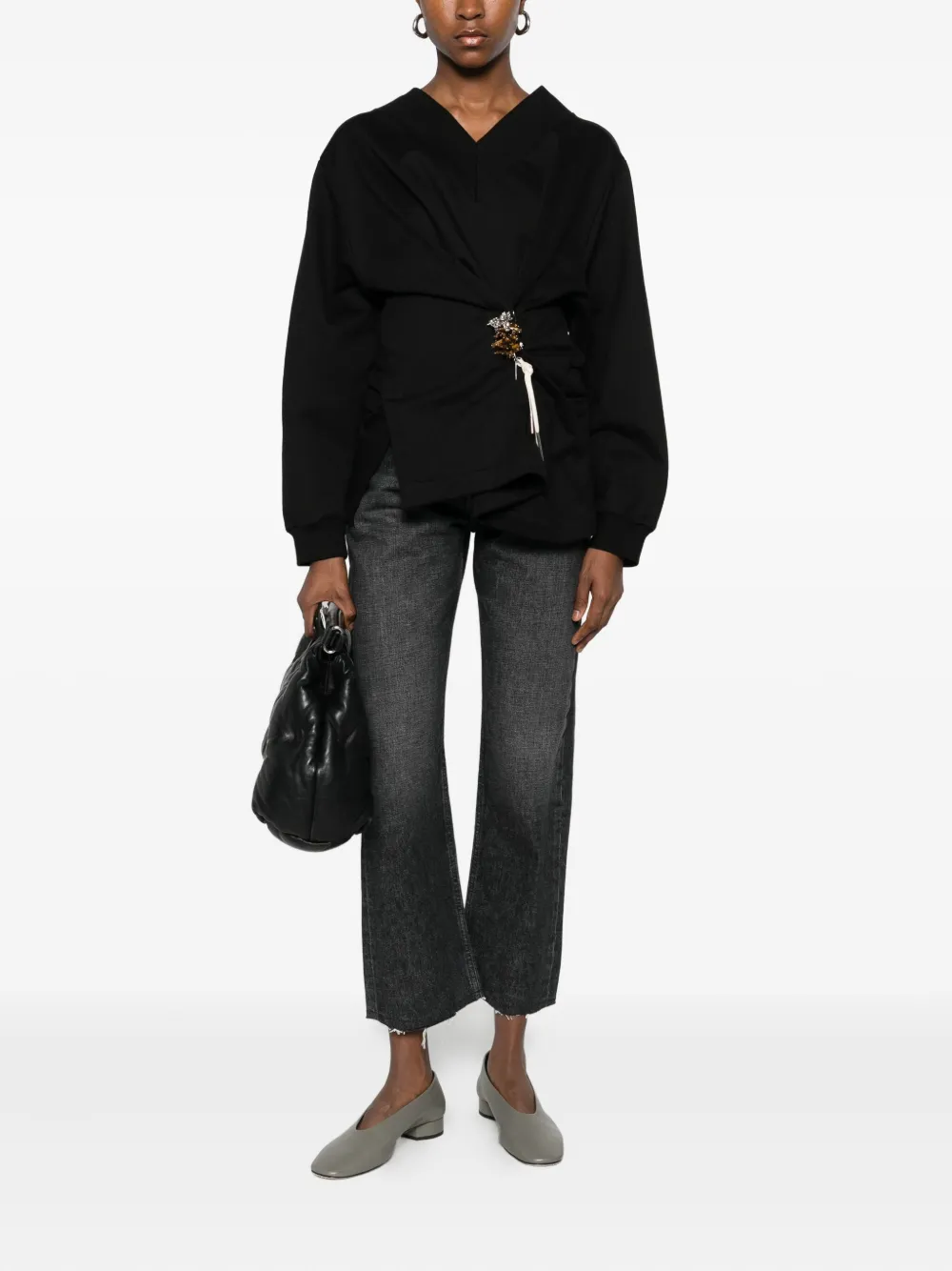 Maison Margiela Frayed Straight-leg Jeans In Black