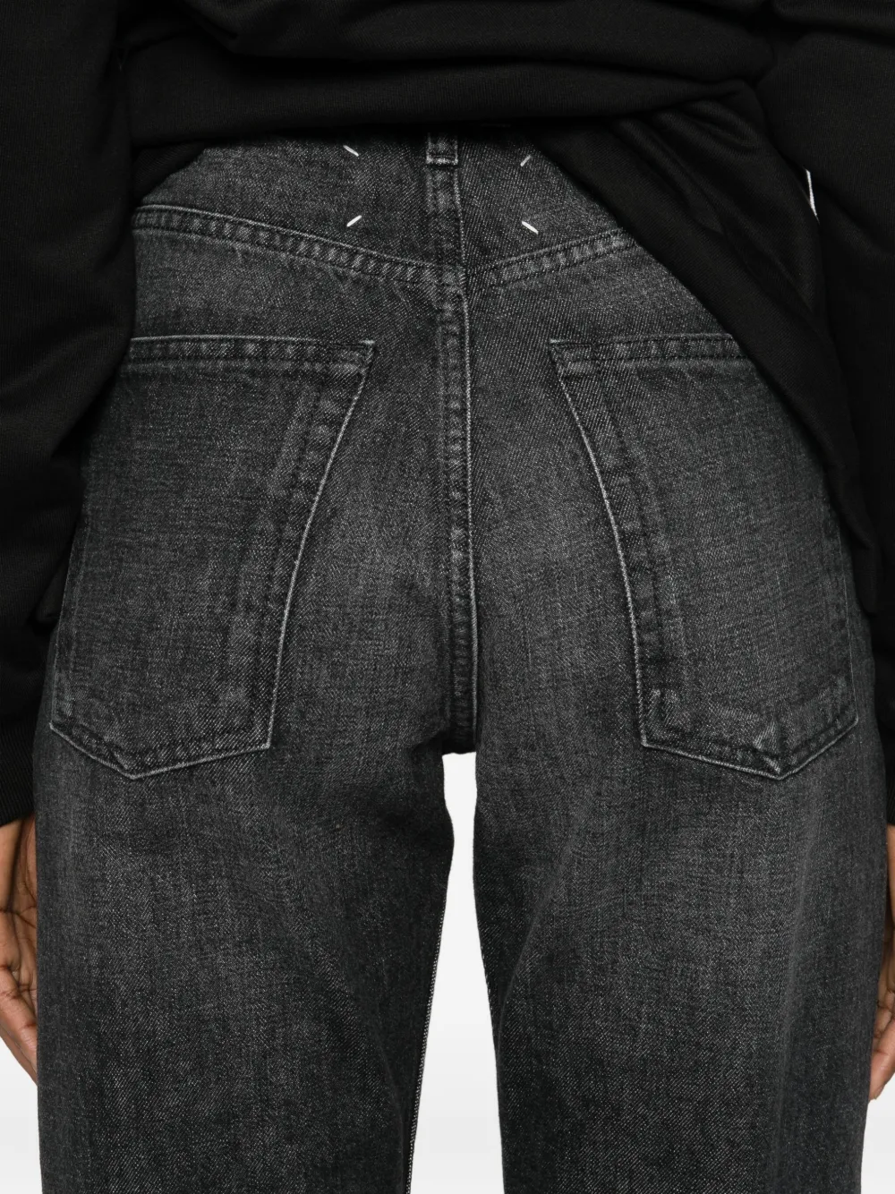Maison Margiela Frayed Straight-leg Jeans In Black