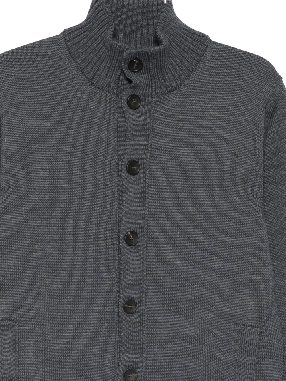 Cenere Buttoned Funnel-neck Cardigan In Gray